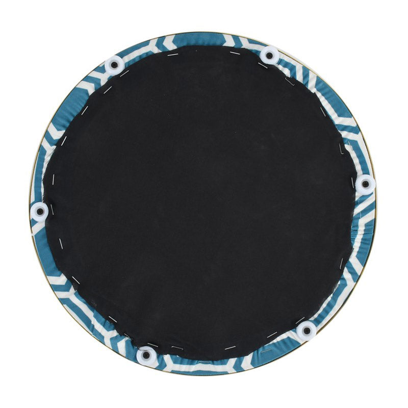 Hexora Geometric Velvet Pouffe - Blue media 6