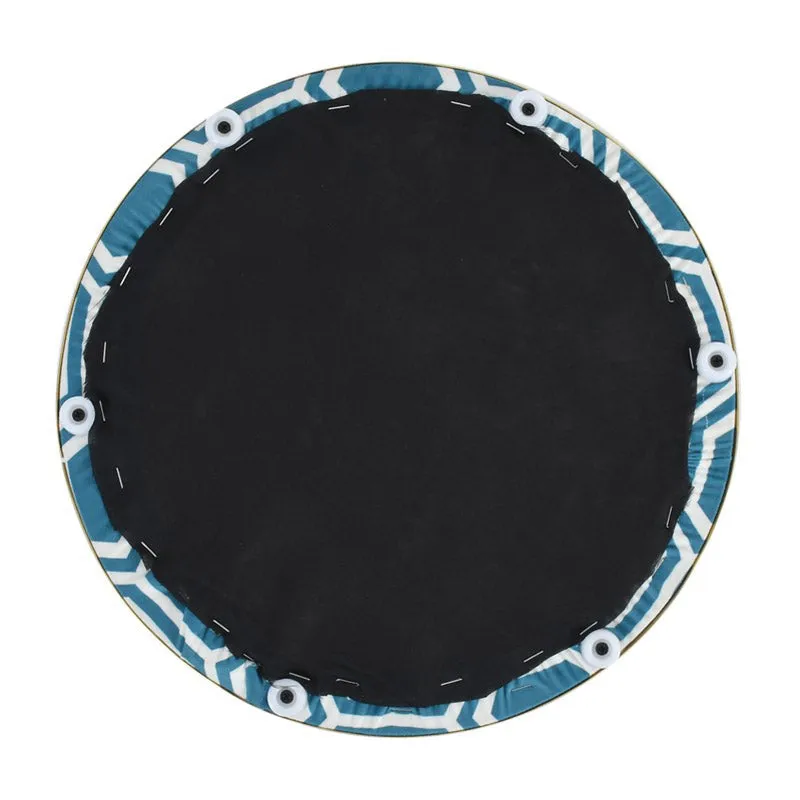 Hexora Geometric Velvet Pouffe - Blue media 6