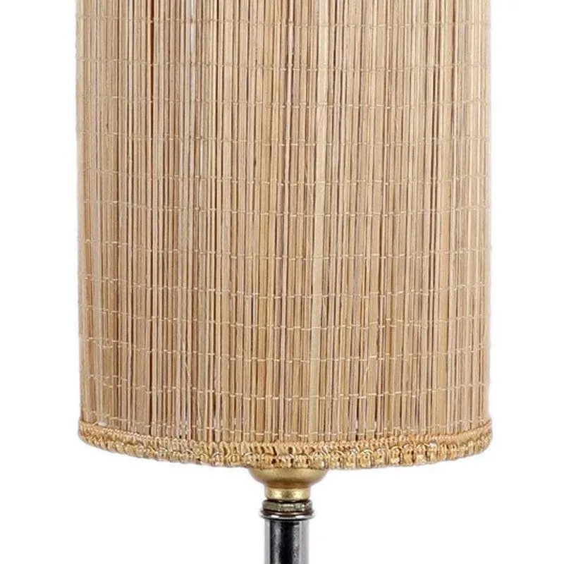 Rustic Wood Fabric Table Lamp - Beige media 6