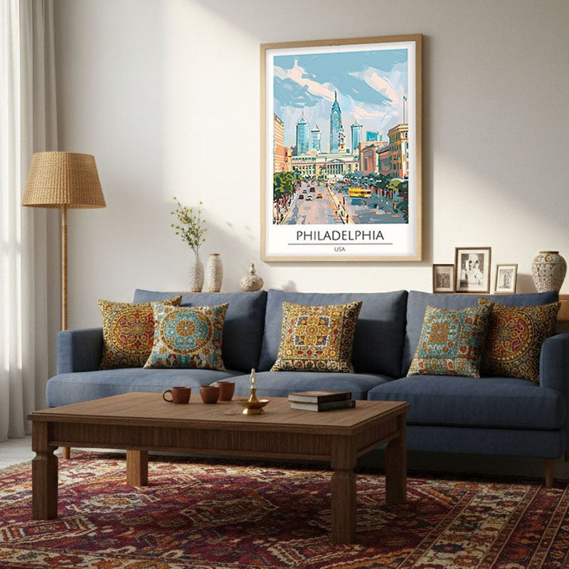 Vintage Philadelphia Framed Canvas Archival Canvas Wall Painting - Natural Brown Frame media 4