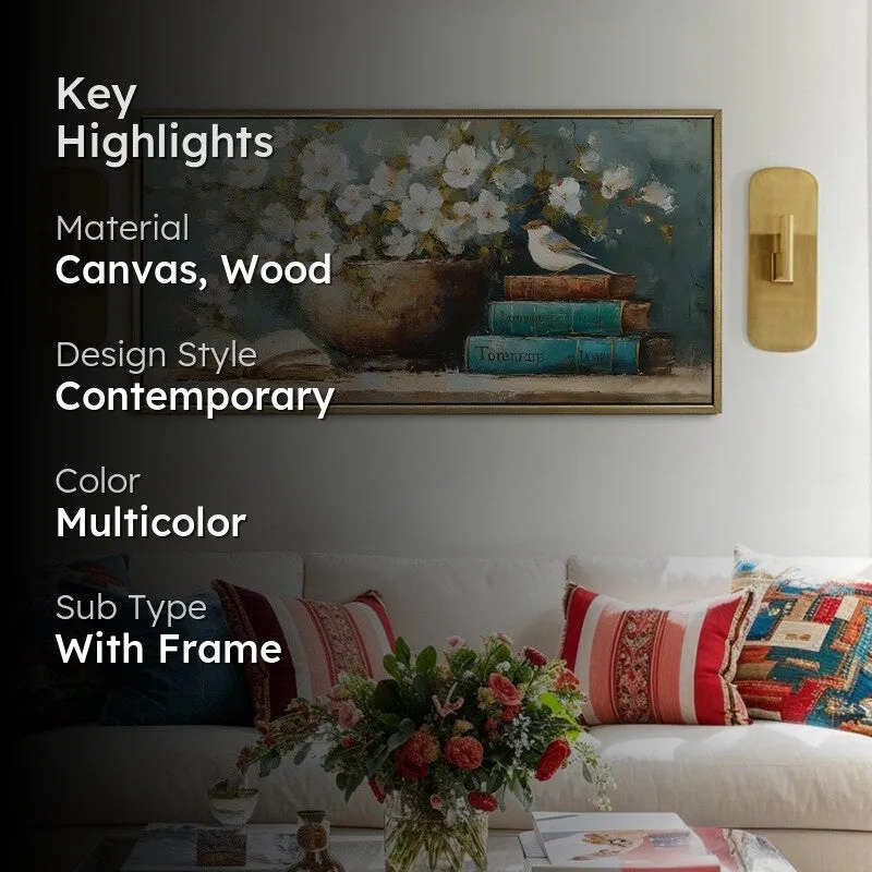 Sparrows Pause Canvas Wall Painting With Frame media 2