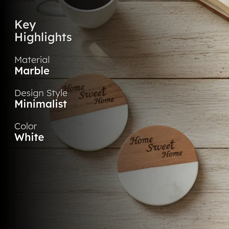 Mocha Round Engraved Marble Coasters - Set Of Two media 2