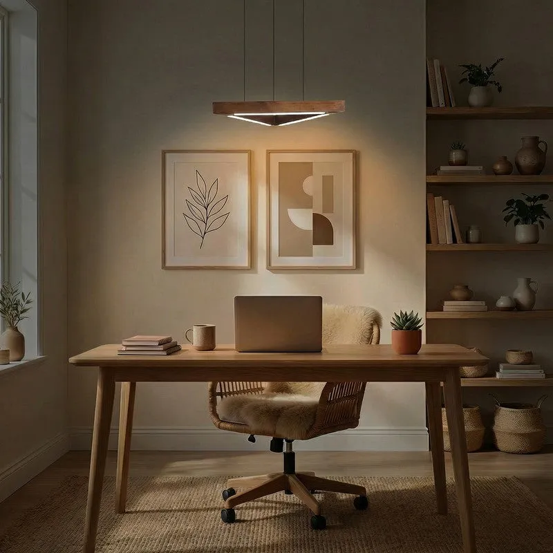 Guridon Linear LED Carved Wooden Ceiling Lamp - Brown media 3