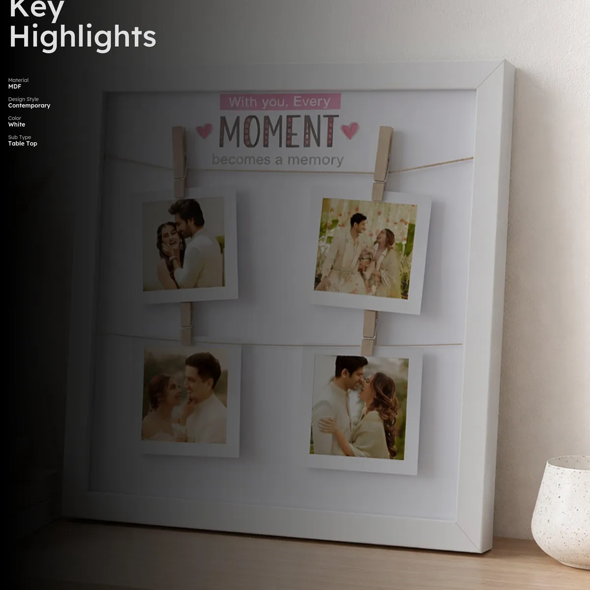 TimelessString MDF Photo Frame - White media 2