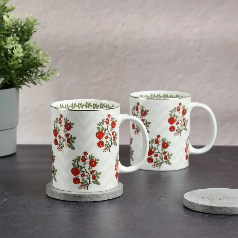 India Circus Chevron Poppy Flower Mug (360 mL Each) - Set Of Two media 1