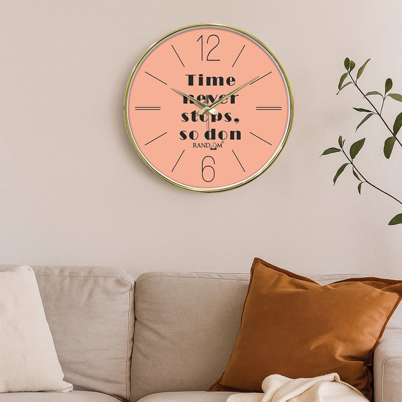 Time Never Stops Round Analog Wall Clock - Peach