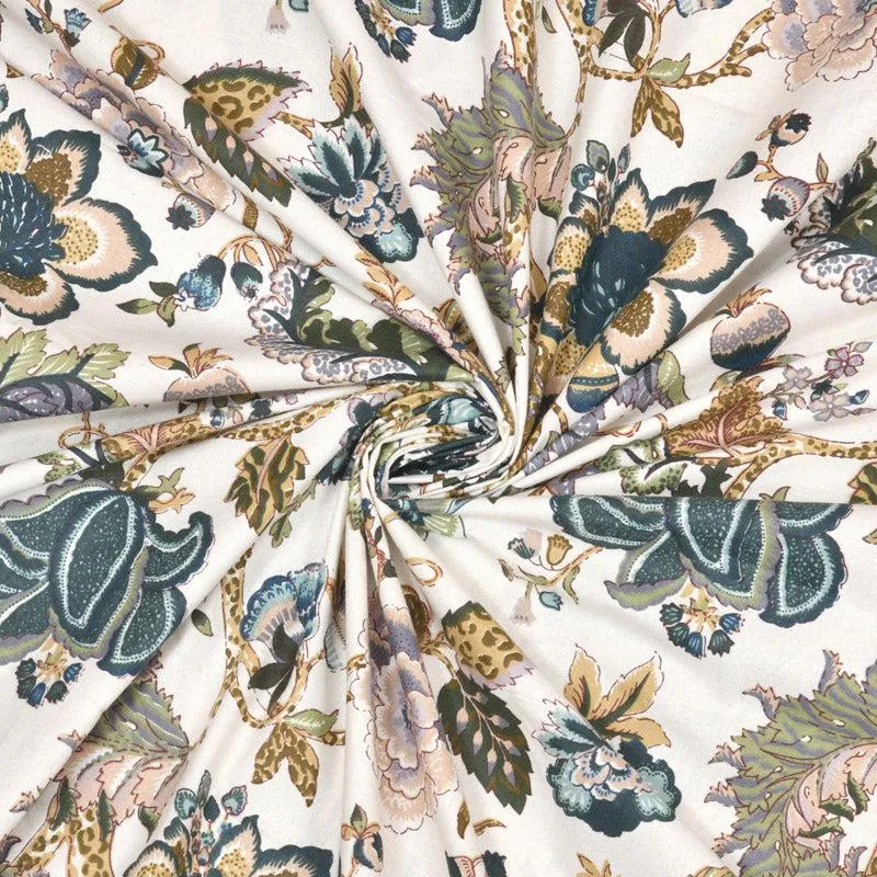 Mivaana Floral Curtain (Creamy Blue) - Set Of Two media 4
