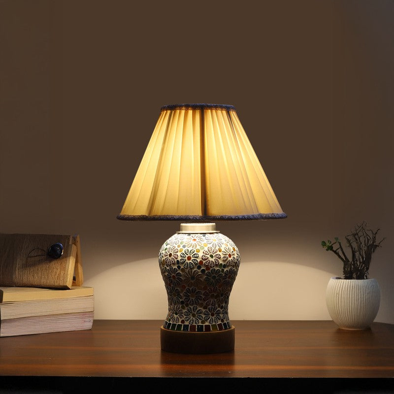 Santora Pleated Wooden Table Lamp - Multicolor