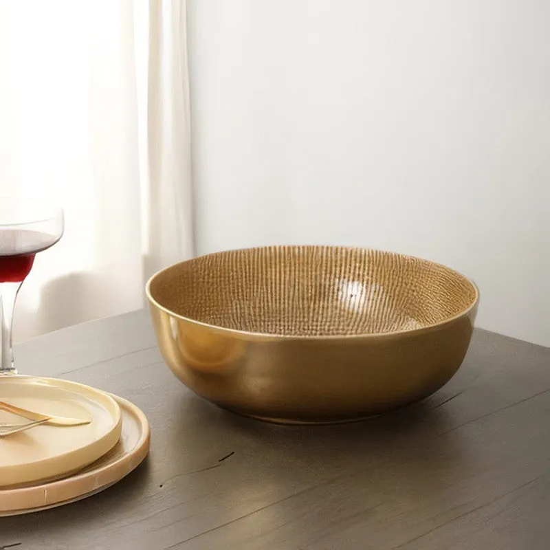 Golden Textured Serving Bowl media 3