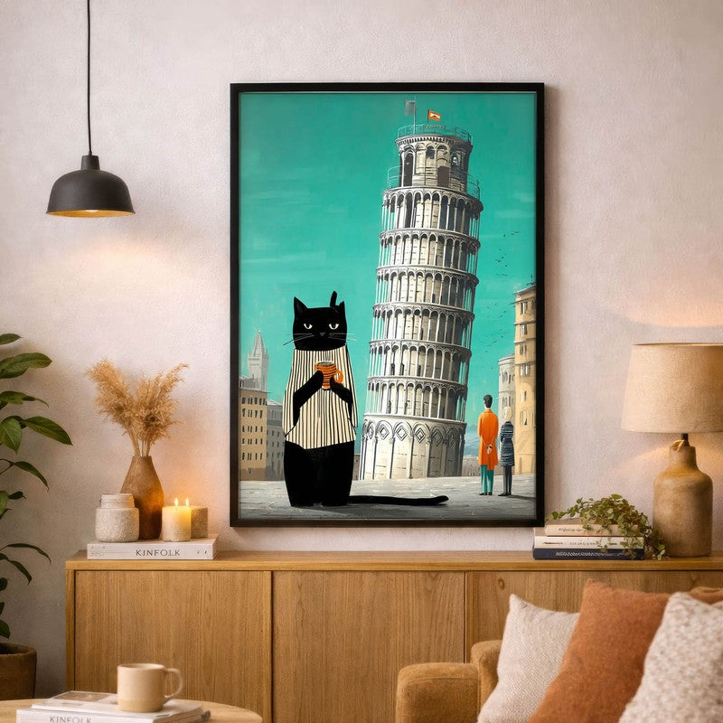 Mystic Cat Brew Wall Painting With Frame
