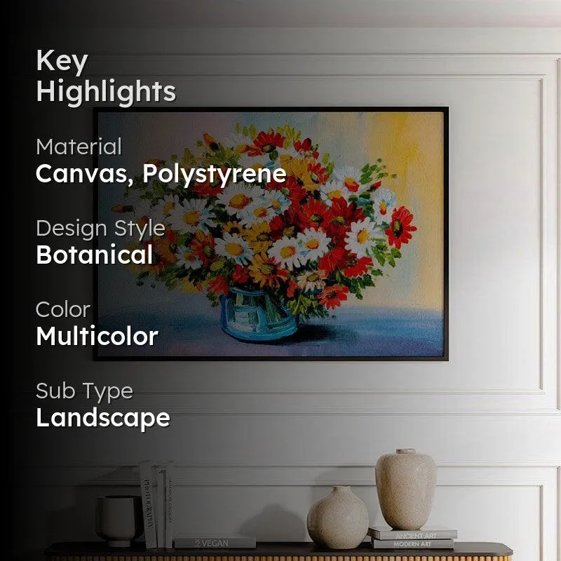 Flower Bouquet Canvas Wall Painting - Black Frame media 2
