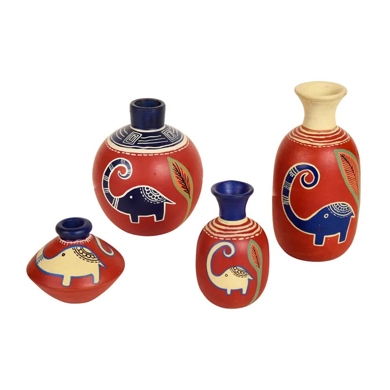 Marjan Ethnic Terracotta Vase - Four Piece Set media 3