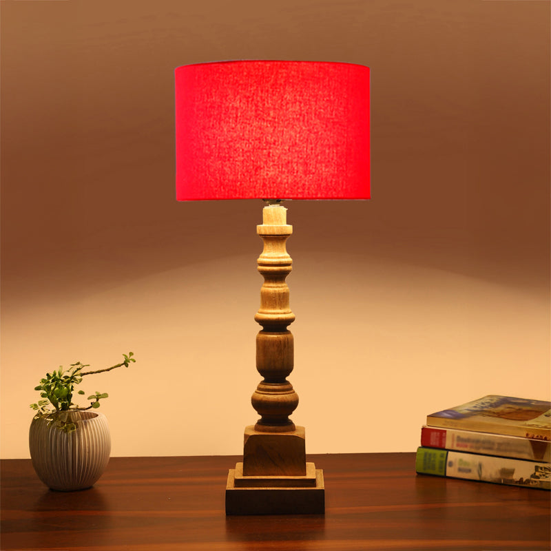 Cotin I Arbor Wooden Table Lamp - Red,Brown
