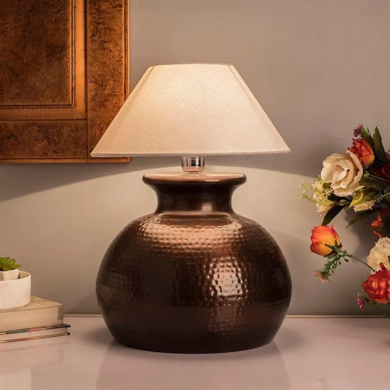 Contadino Pitcher Fabric Table Lamp - White media 1