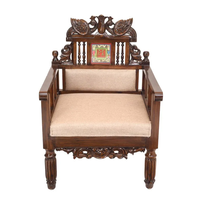 Mallika Teak Wood Accent Chair media 3
