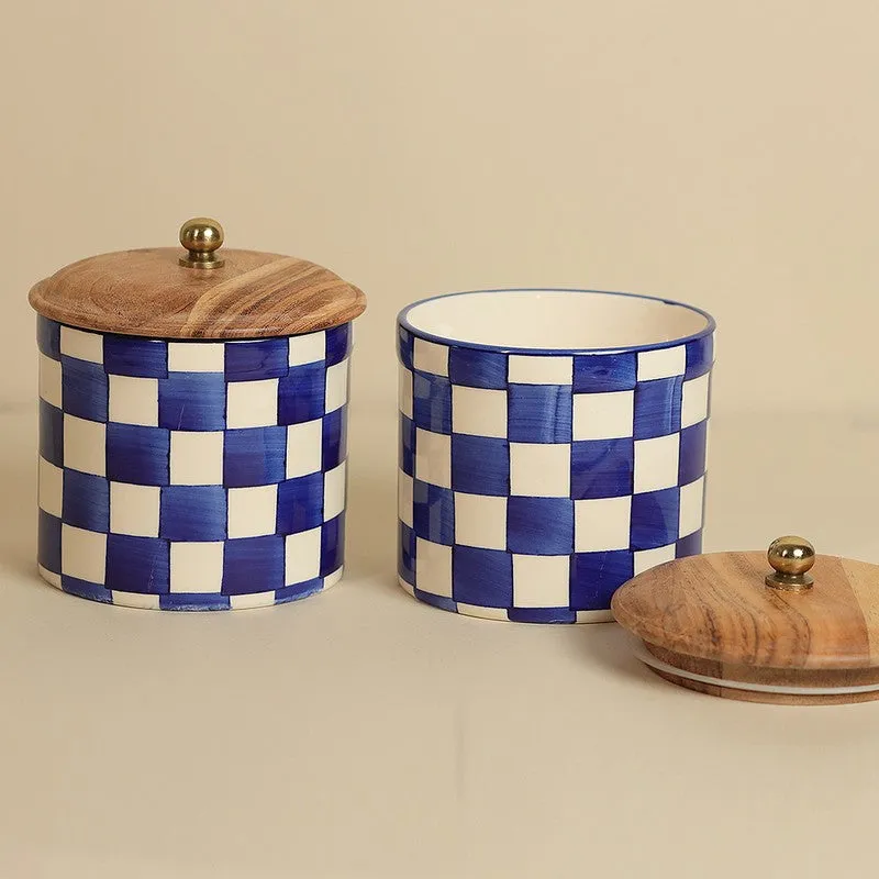 Cairo Check Ceramic Jar (1000 mL Each) - Set Of Two media 5