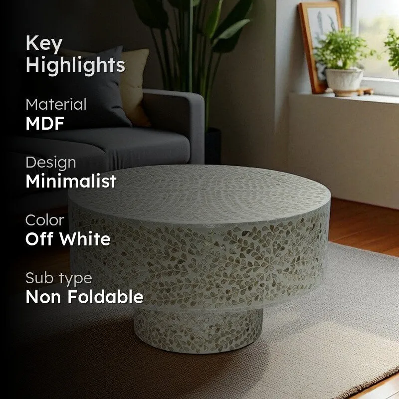 Noblex Bone Inlay Center Table - Off White media 2