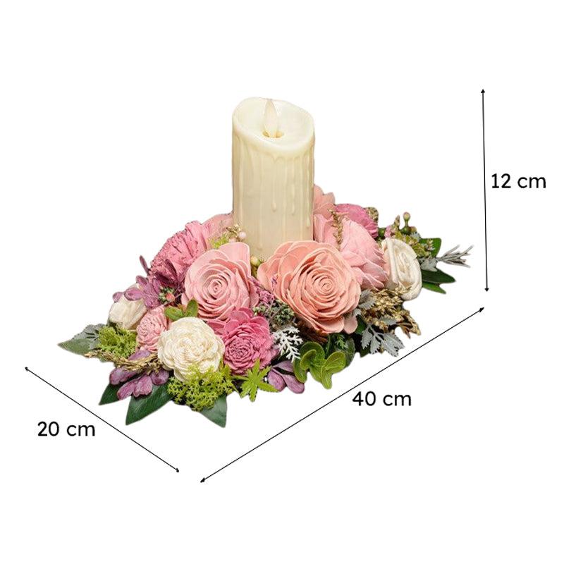 Viya Solawood Floral Tray With Battery Candle media 6