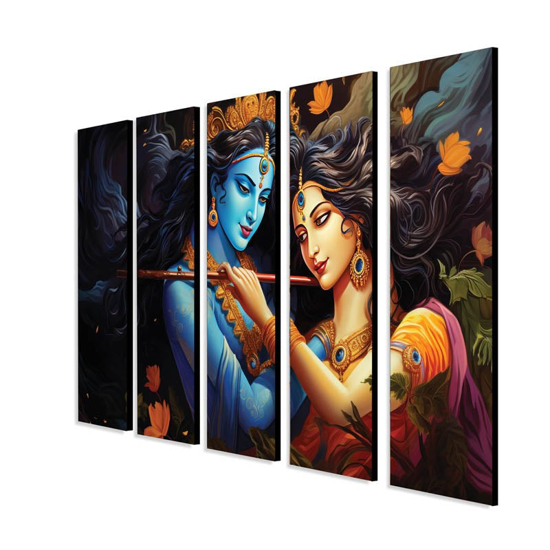 Krishna Radha Wall Painting - Set Of Five media 5