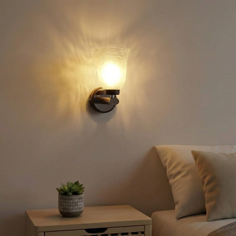 Crystal Bloom Wooden Glass Wall Lamp