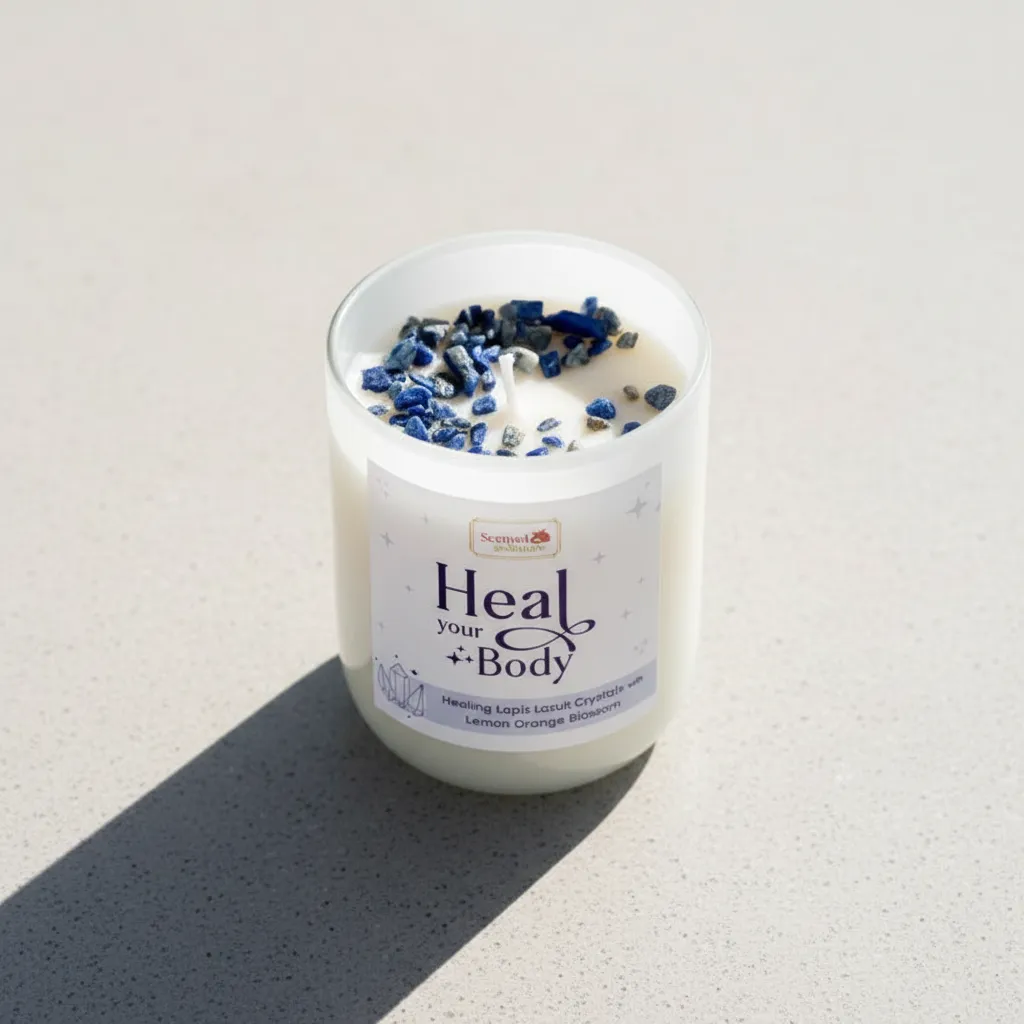 Lapis Lazuli Crystal Soy Wax Scented Candle media 1