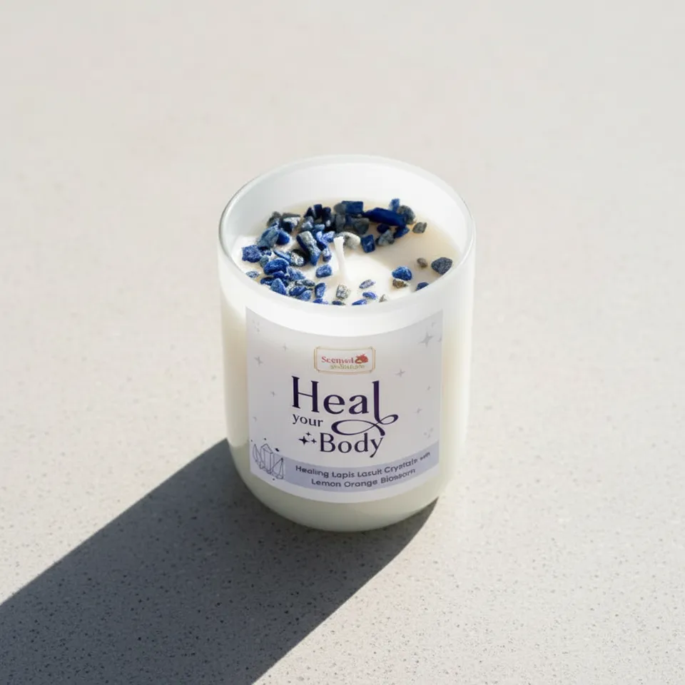 Lapis Lazuli Crystal Soy Wax Scented Candle media 1
