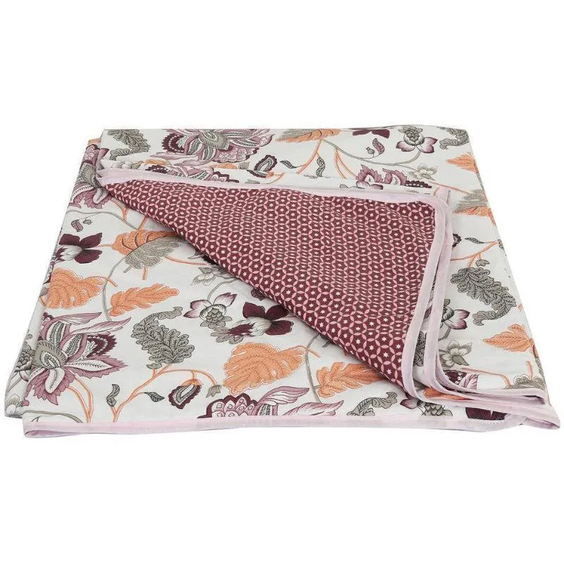 Venna Floral Reversible Cotton Dohar (Red & Peach) - 180 GSM media 3