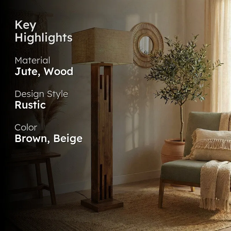 Kyrra Wooden and Jute Floor Lamp media 2