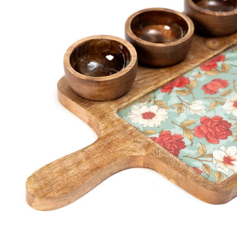 FloriNest Mango Wood Platter With Dip Bowl - Four Piece Set media 9