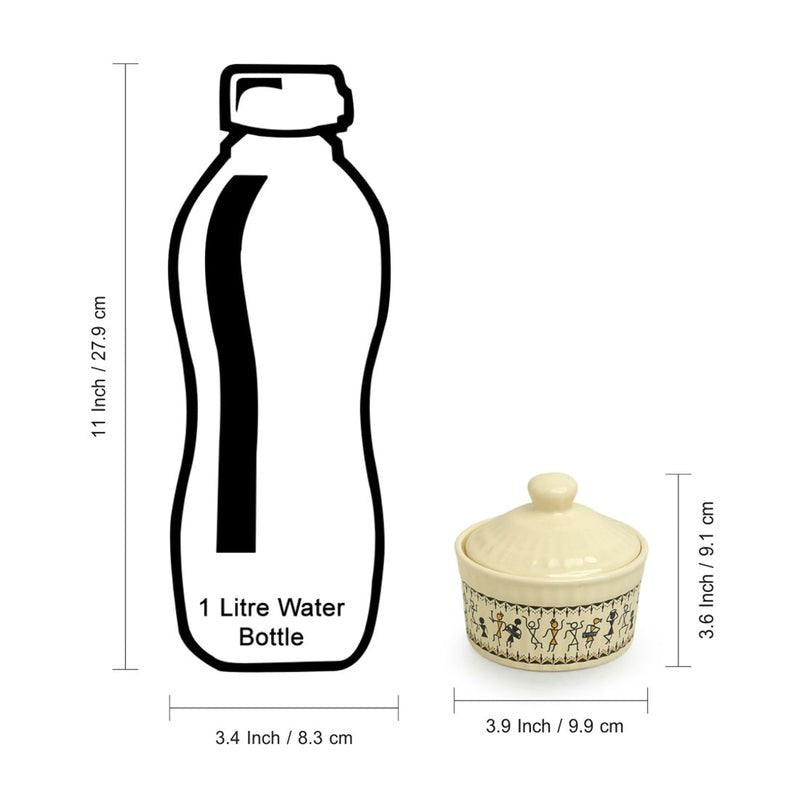 Wise Warli Handpainted Pickle Jars (160 Ml) - Set Of Two media 8