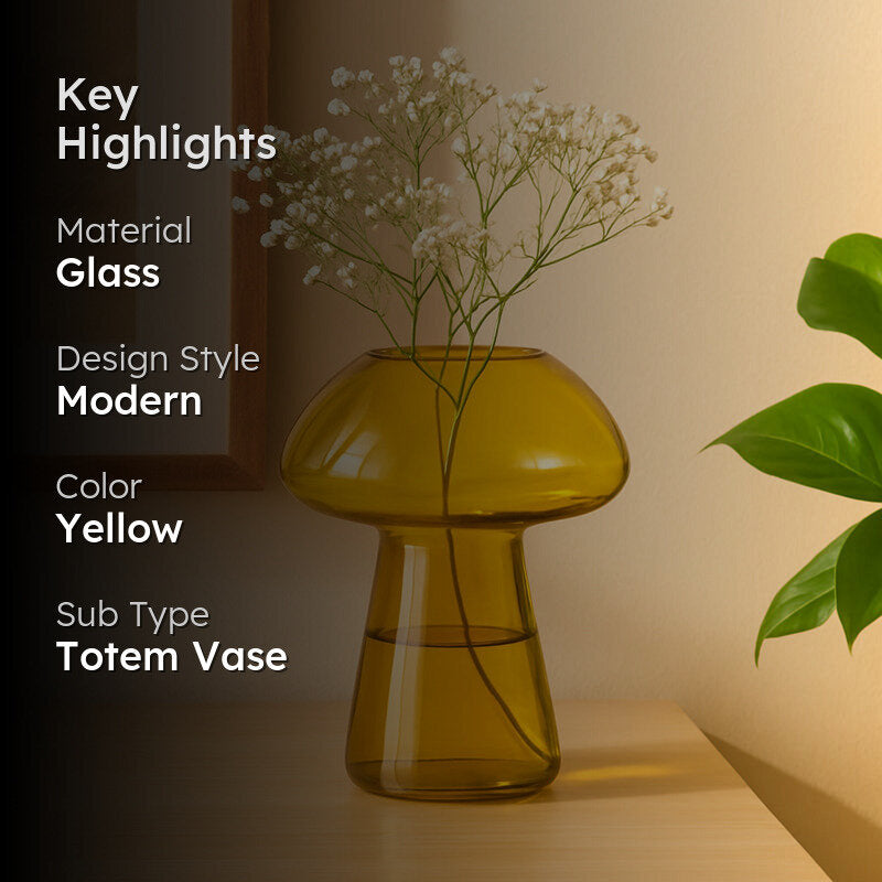 Shrooms Glass Vase - Yellow media 2