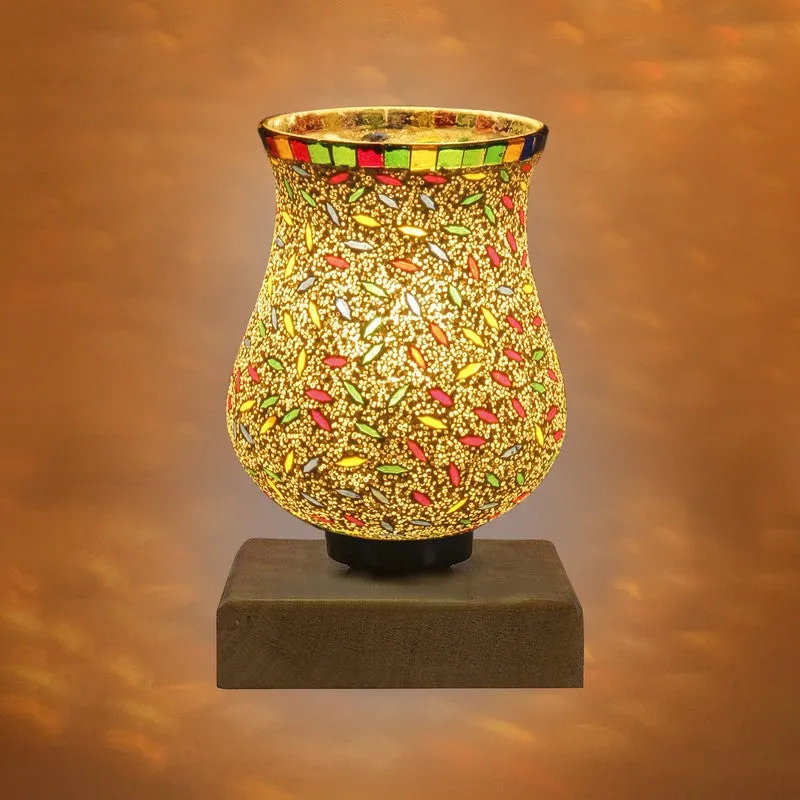 Levana Mosaic Glass Table Lamp With Wooden Base - Multicolor media 8