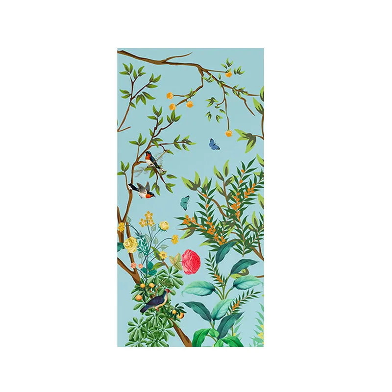India Circus Azure Garden Canvas Wall Art - Set Of Three media 5