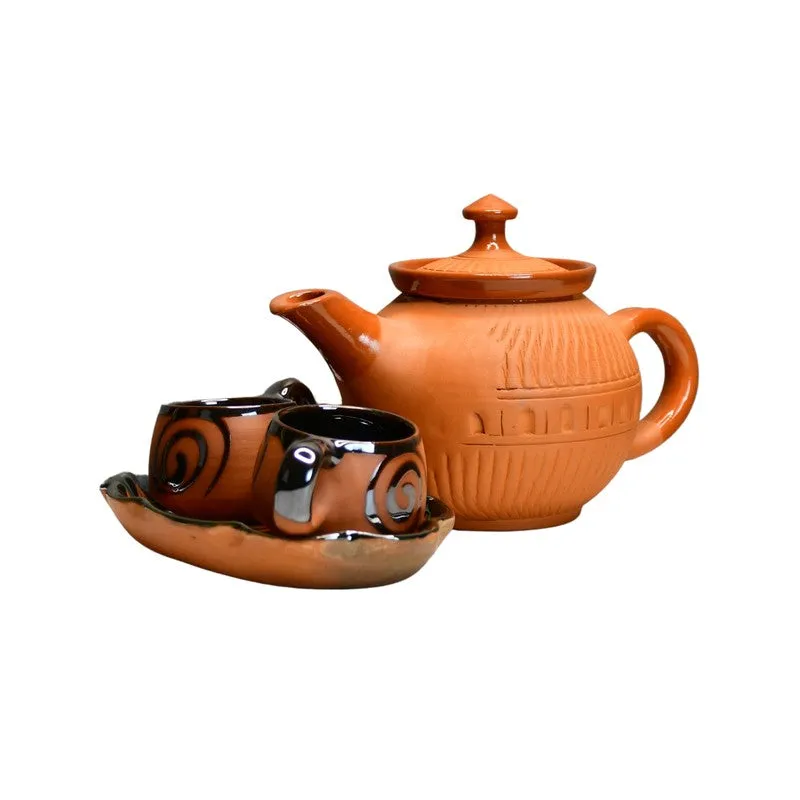 Tranquil Sip Terracotta Tea Set & Tea Pots - Four Piece Set media 3