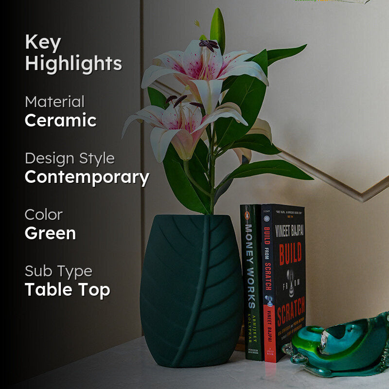 Emira Ceramic Vase - Dark Green media 2