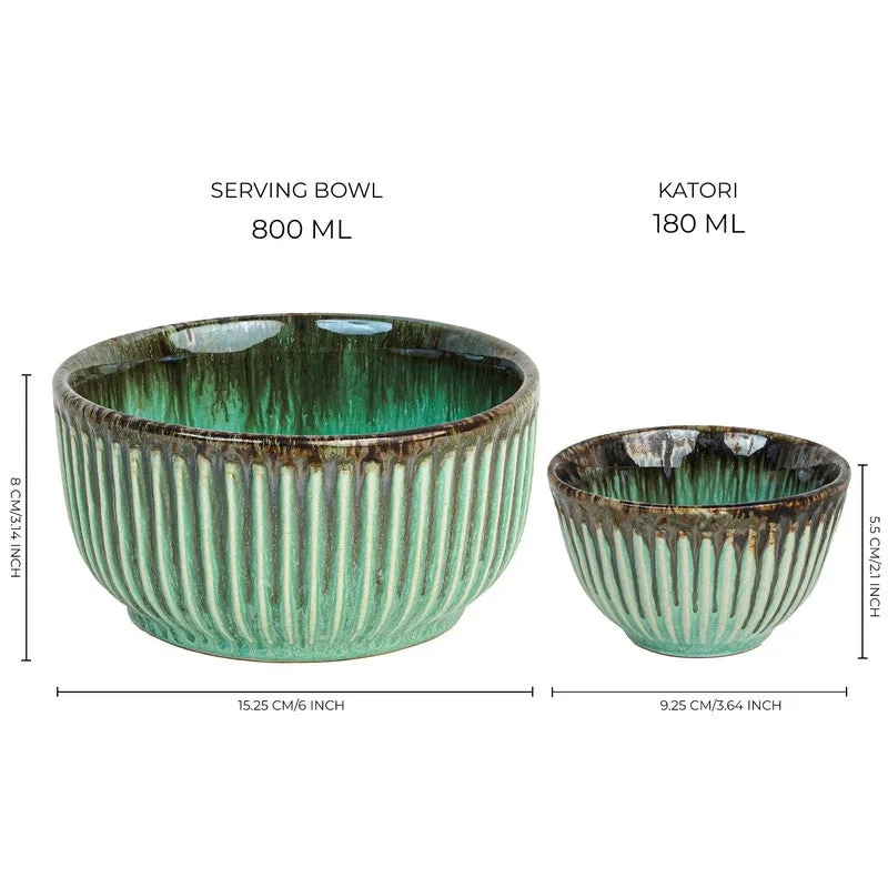 Rustic Green Ceramic Dinner Set - 20 Piece Set media 7