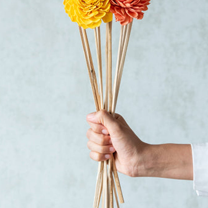 Muskan Sola Wood Rose Flower Stick (Yellow & Peach) - Set Of Ten media 5