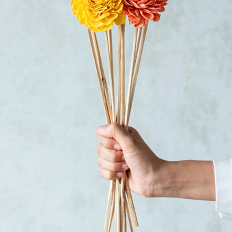 Muskan Sola Wood Rose Flower Stick (Yellow & Peach) - Set Of Ten media 5