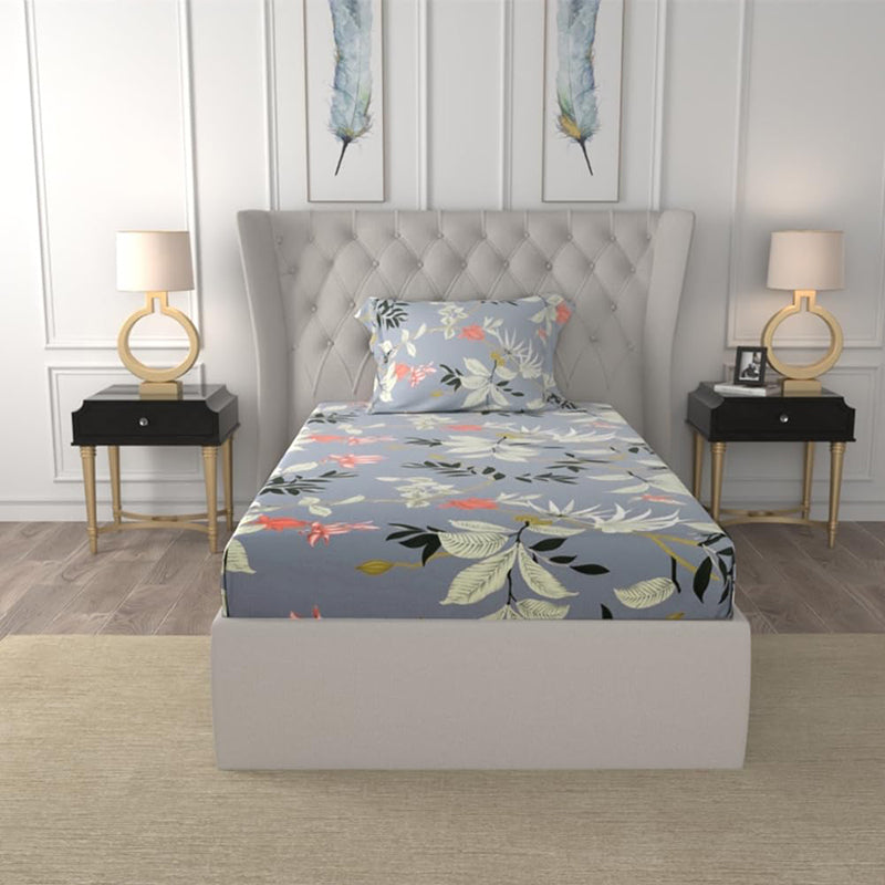 Urban Space Bloom Ray Cotton Bedsheet (Grey) - 200 TC media 3