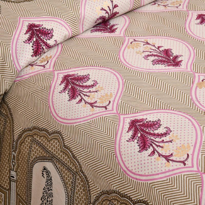 Ethnic Ashva Cotton Bedsheet (Beige) - 260 TC media 3