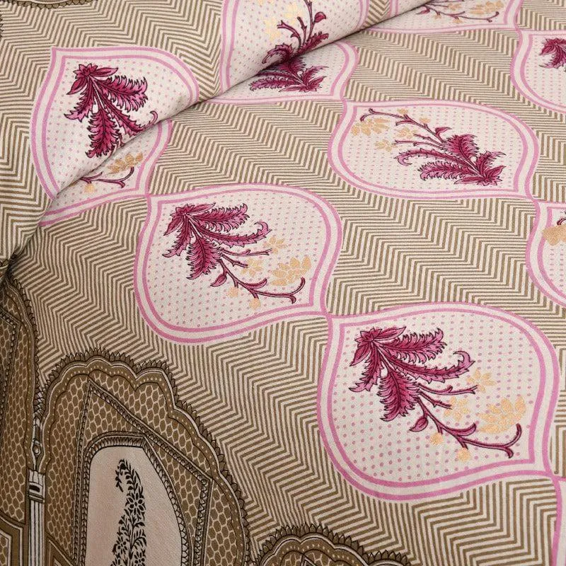 Ethnic Ashva Cotton Bedsheet (Beige) - 260 TC media 3
