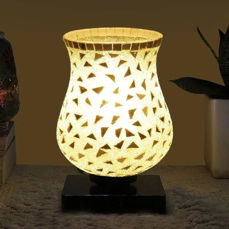 Elunor Mosaic Glass Table Lamp With Wooden Base - Multicolor media 1