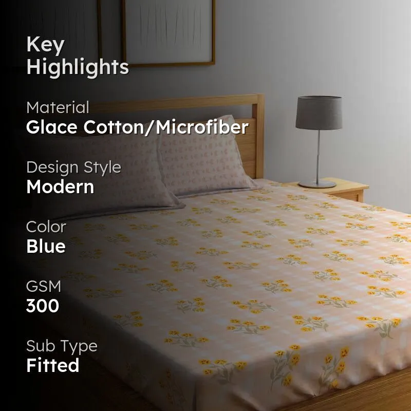 Slumbering Flora Fitted Microfiber Bedsheet - 300 GSM media 2