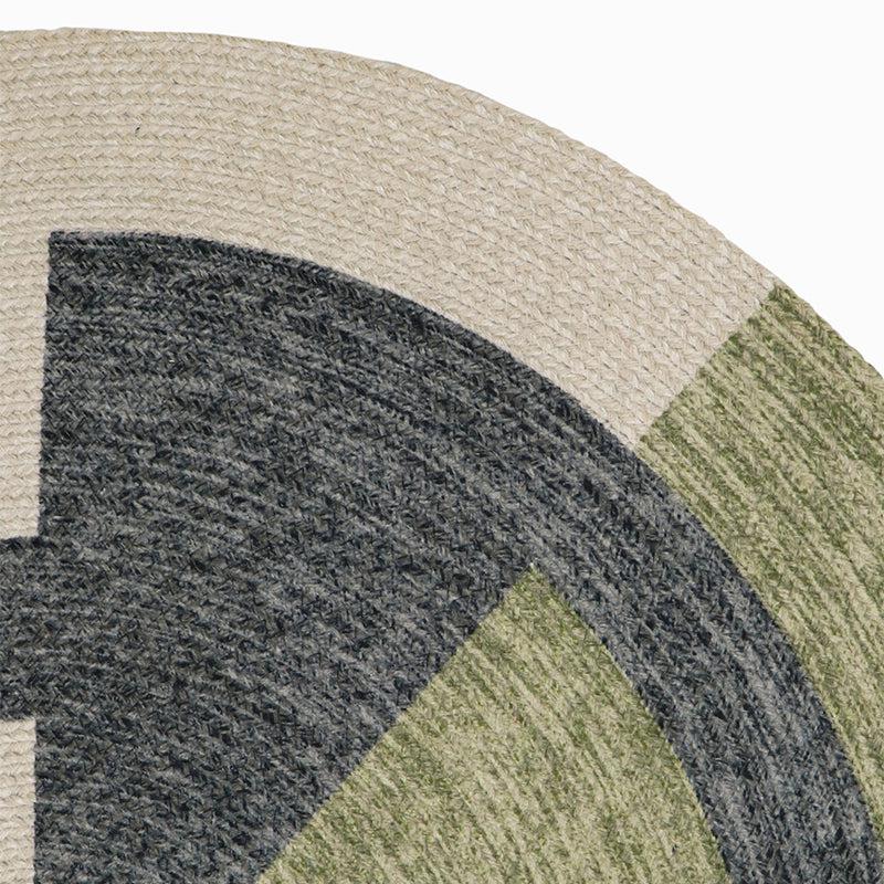 Estro Round Cotton Rug - Green & Grey media 5