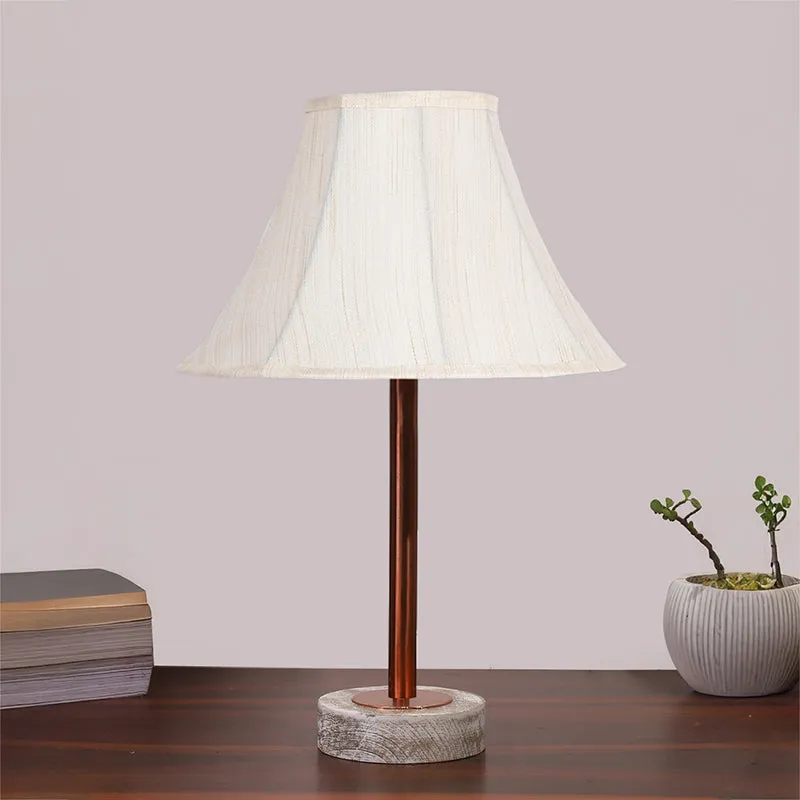 Ceylon Arc Rodin Wooden Table Lamp - OffWhite,Copper,White media 3