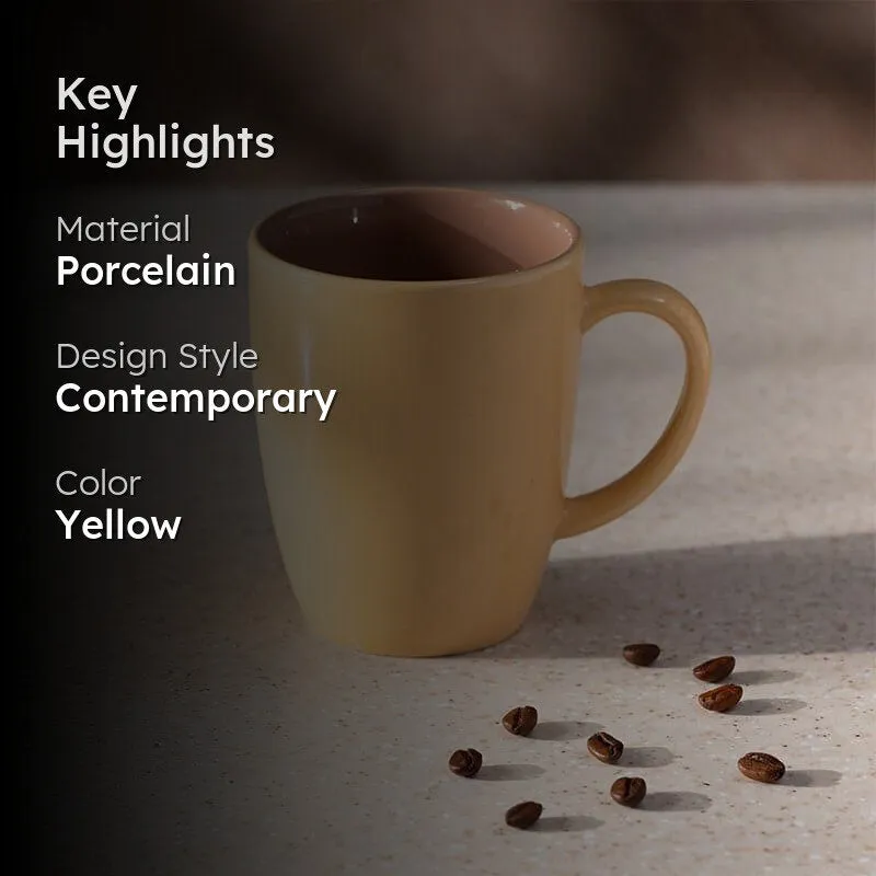 Yuvara Porcelain Coffee Mug (295 mL) - Yellow media 2