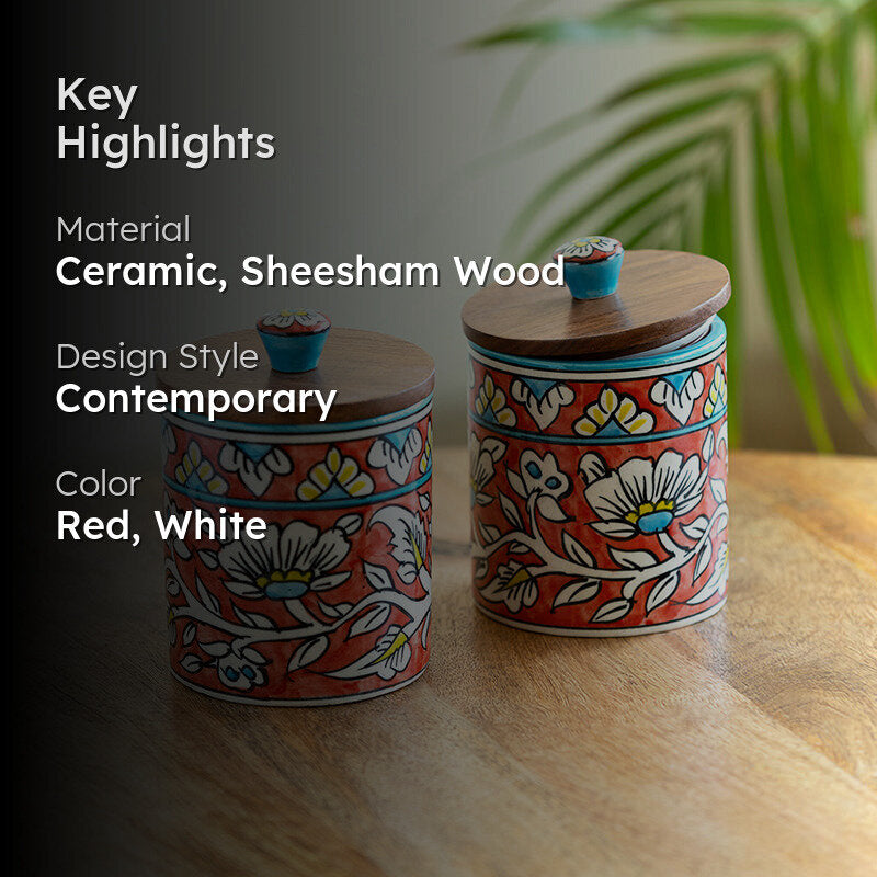 Rang-E-Gul Ceramic Jar ( 420 mL Each) - Set Of Two media 2