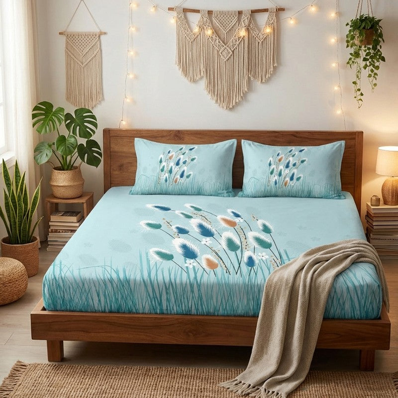 Petal Glow Printed Bedsheet - 180 GSM