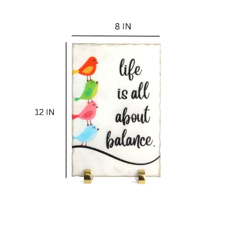Life Is All About Balance Printed Marble Showpiece media 6