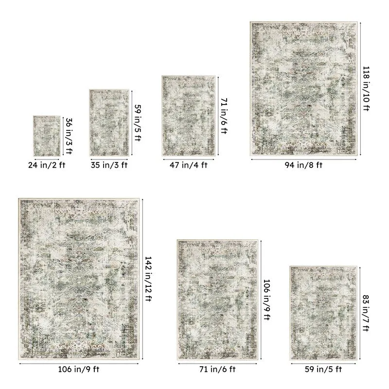 Nilaya Ethnic Anti Slip Polyester Carpet - Sage media 10